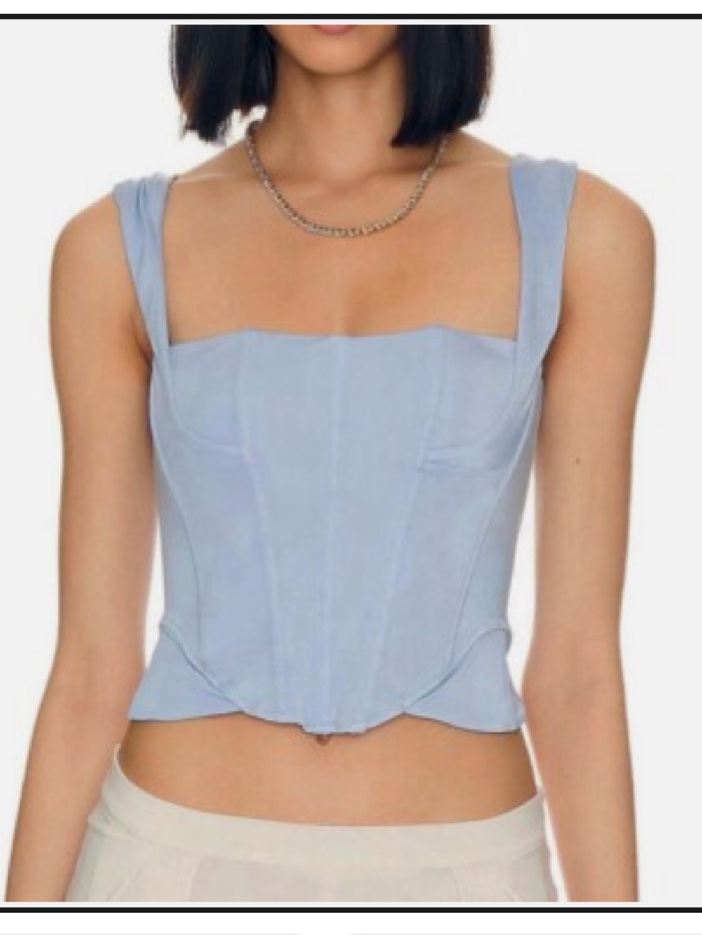 HAH Knock Out Top in Periwinkle Blue Structured Tank Top with Wide Straps